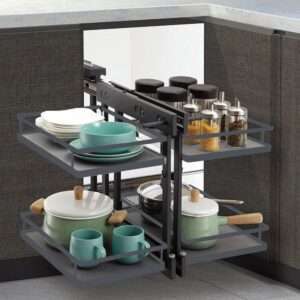 Universal Magic Corner For Kitchen Cabinet 900 mm with Soft Close - Black